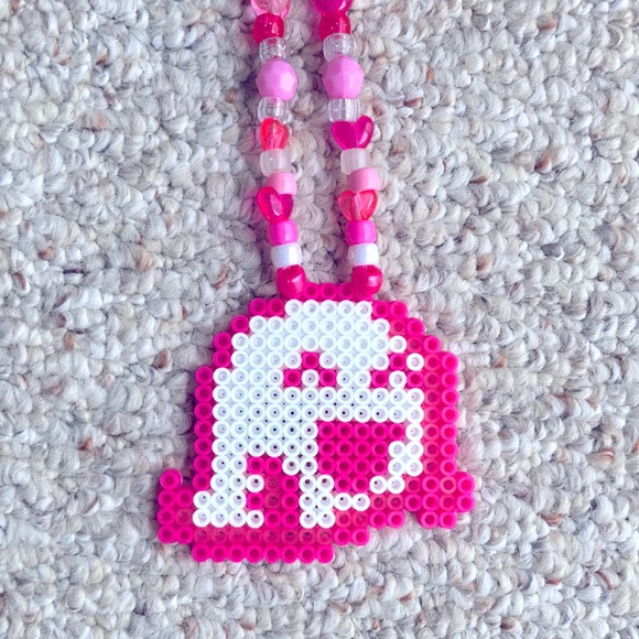 Handmade Other - Ghost girl beaded necklace — pink white black light — fun rave party festival